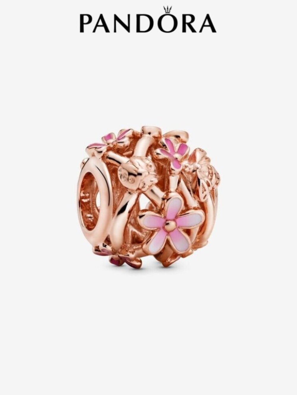 Pandora Openwork Pink Daisy Flower Charm
